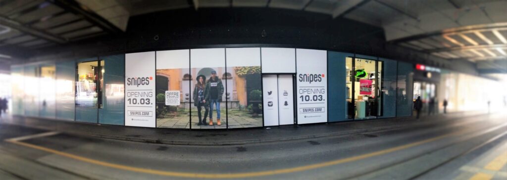 Impression numérique sur vitrine pour Snipes à Genève